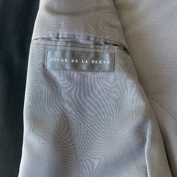 Men's Oscar de la Renta Black Wool / Cashmere Blend Blazer - 46 L - Picture 2 of 3